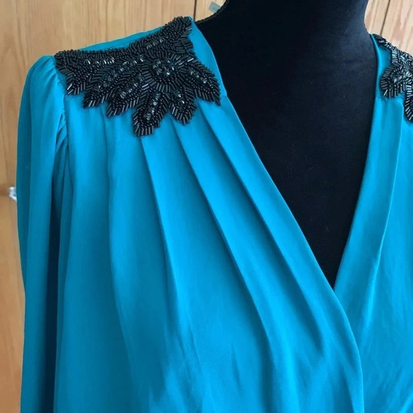 Bellatrix Embellished Shoulder Faux Wrap Blouse - Picture 5 of 14